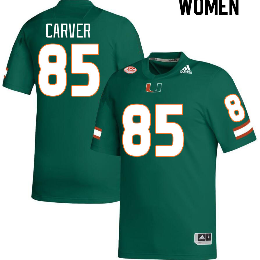 Women #85 Jackson Carver Miami Hurricanes College Football Jerseys Stitched-Green